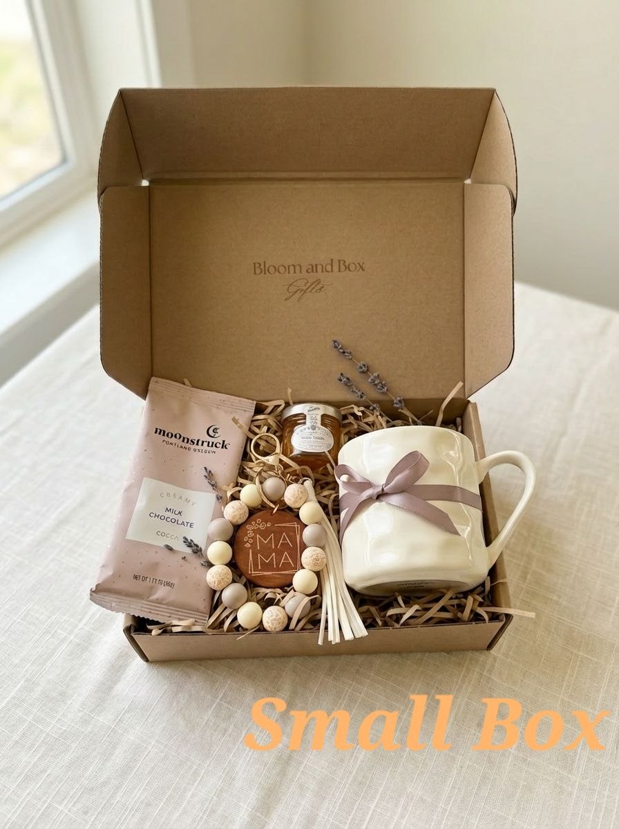 Mother’s Day Gift Box for Mom, Neutral Self Care Gift Set, Cozy Spa Gift Basket, Relaxation Gift for Her, Elegant Mom Gift Box
