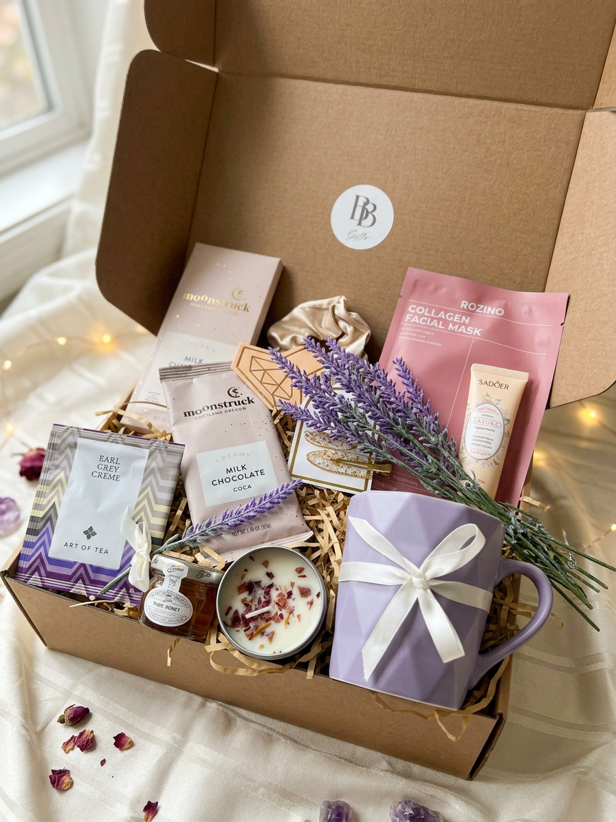 Birthday Gift Box for Her | Self Care Gift Box | Relaxation Gift Set | Tea Lover Gift | Spa Gift Box | Unique Birthday Gift for Women